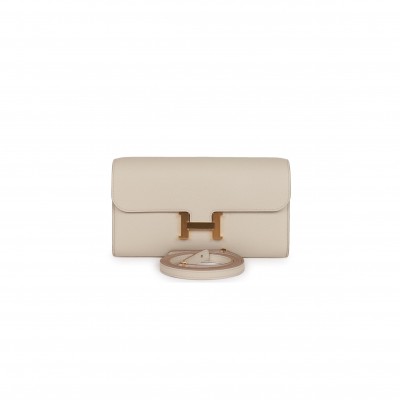 HERMES CONSTANCE WALLET TO GO BETON EVERCOLOR GOLD HARDWARE (20*11*4cm)